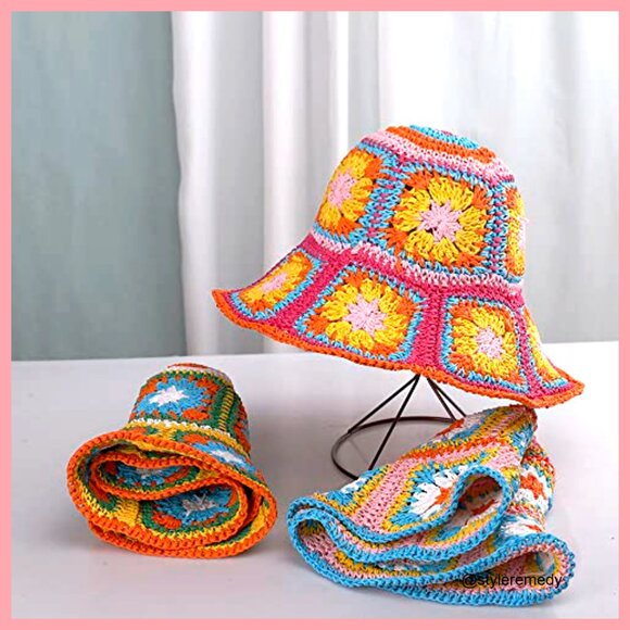 Straw Woven Bucket Hat Foldable Sun Hat Beach Fishing Cap main image 6
